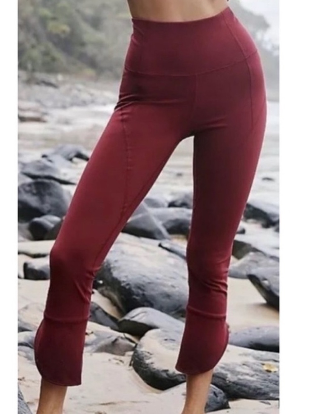 Free People FP Movement High-Rise Meant To Be Burgundy Leggings Womens Size S